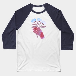 Red hand with blue flowers for you Baseball T-Shirt